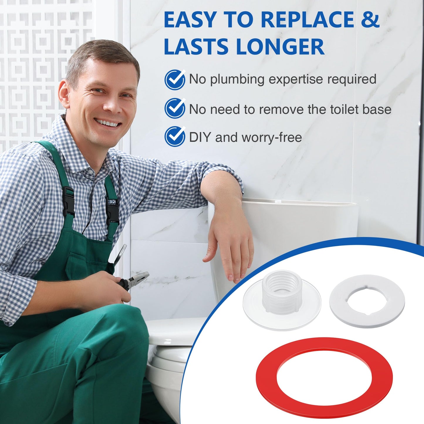 Dreyoo Flush Valve Replacement Parts, 3 Pcs Stop Cap Replacement and 3 Pcs Flush Valve Seal Replacement, Toilet Tank Parts Compatible with Mansfield 210 and 211 Flush Valves