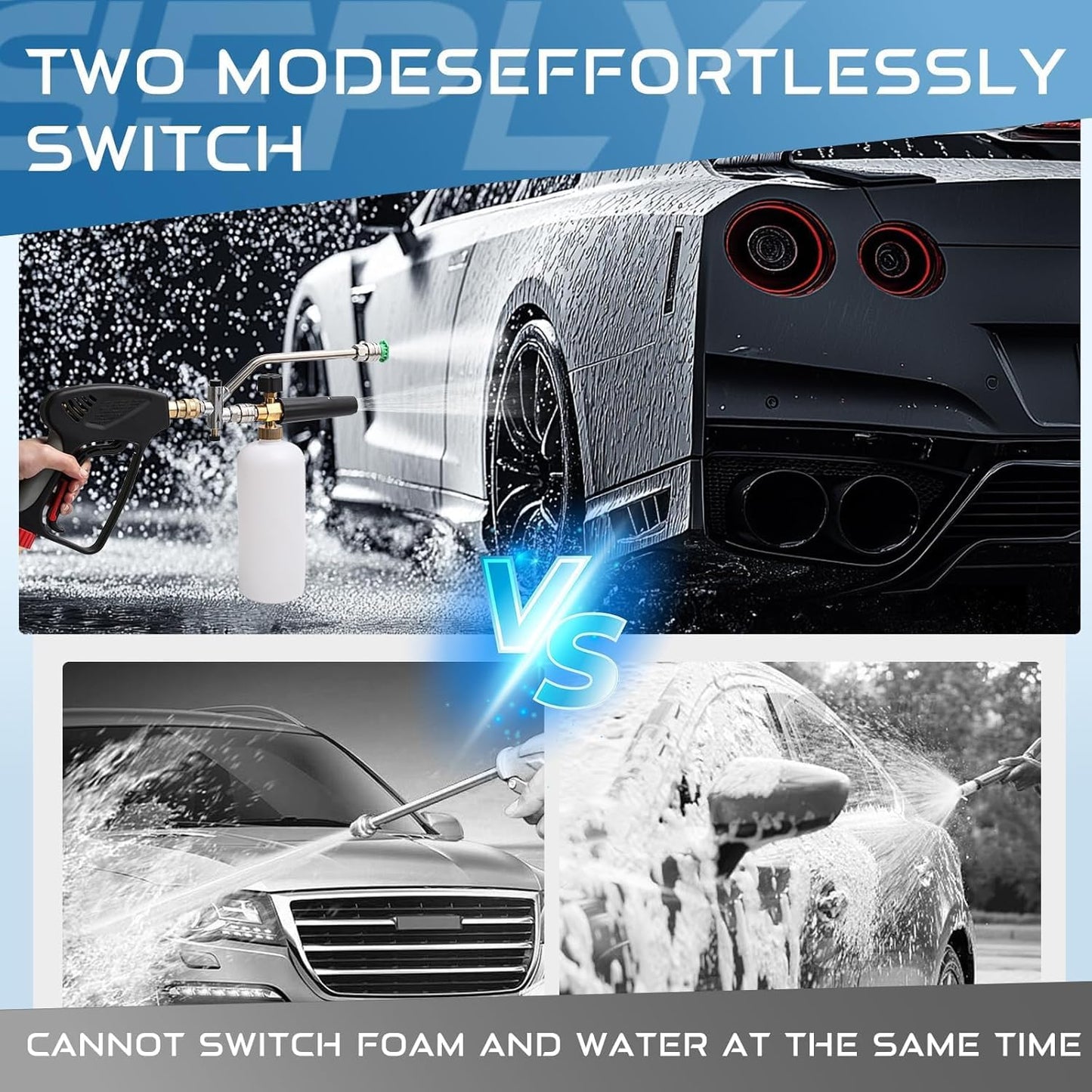 Foam Cannon Dual Connector Accessory, Pressure Washer Double Tip Attachment for Foam Blaster with 5 Pressure Washer Sprayer Nozzles, 1/4" Quick