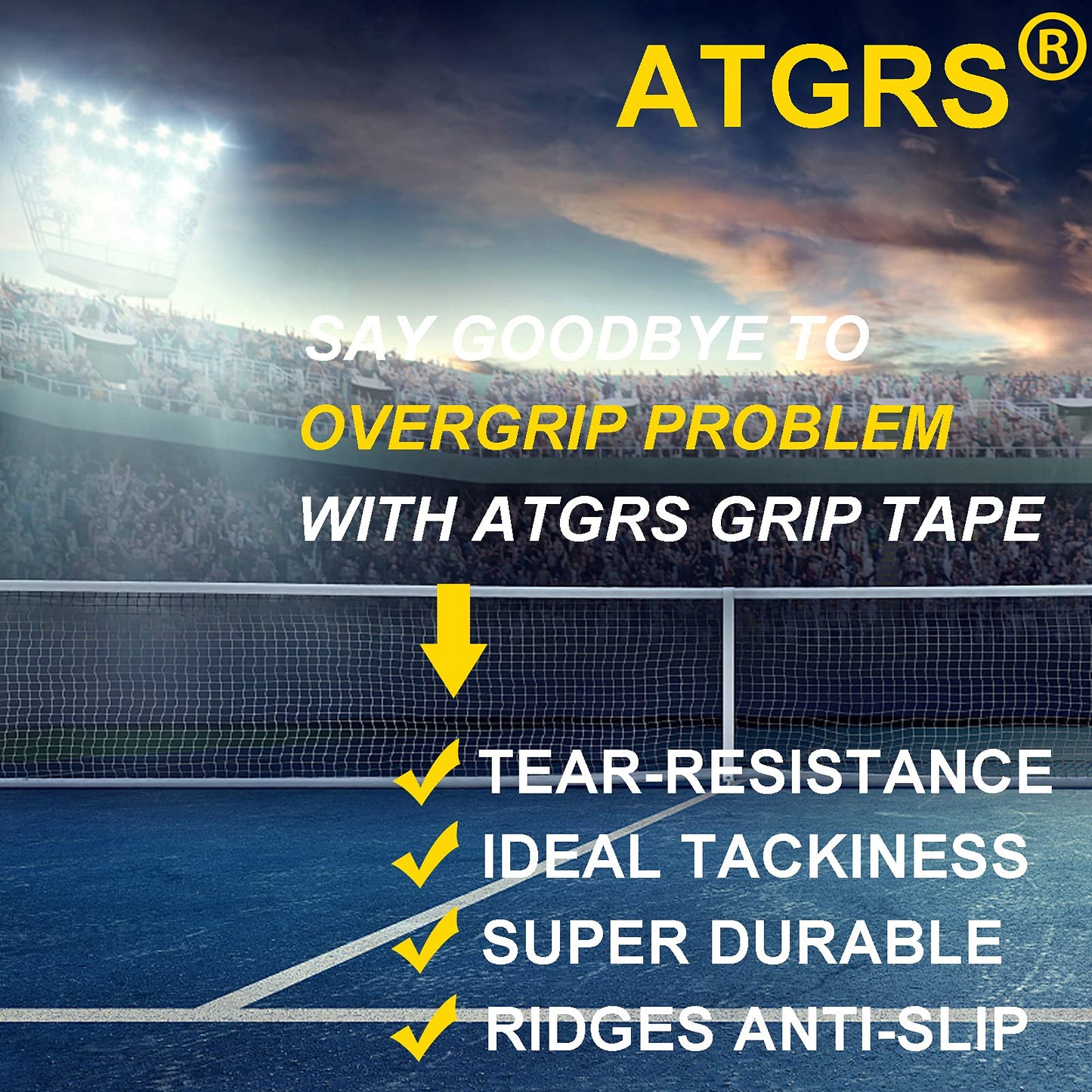 ATGRS Tennis Grip Tacky Tennis Racket Grip Tape Absorbent Anti-Slip Tennis Overgrip for Tennis Badminton Pickleball Racquet Handle Grip with Damping Ridges Overgrips (Royal Blue)