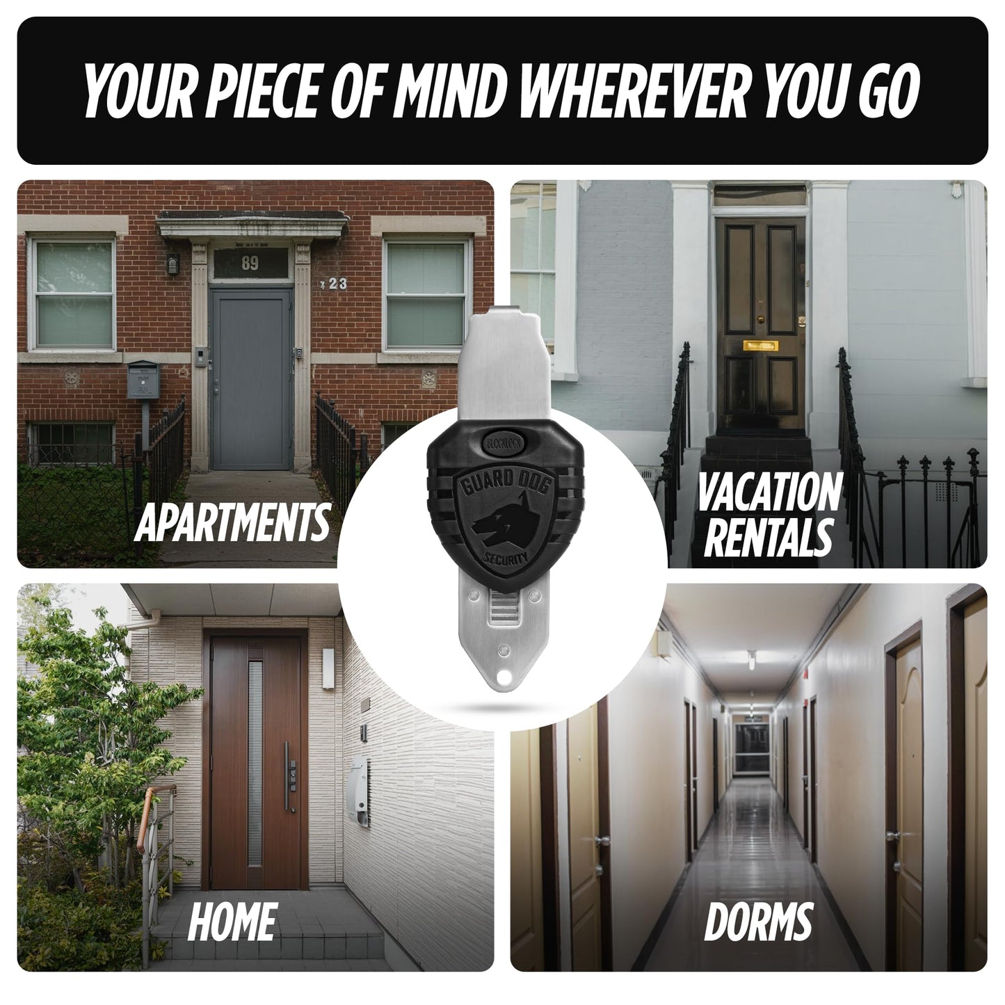 Guard Dog Security Blocklock Portable Door Lock, Hotel Door Locks for Travelers Security, Tough, Durable, Apartment Door Security, Home Security, Travel Essentials, Easy to Use