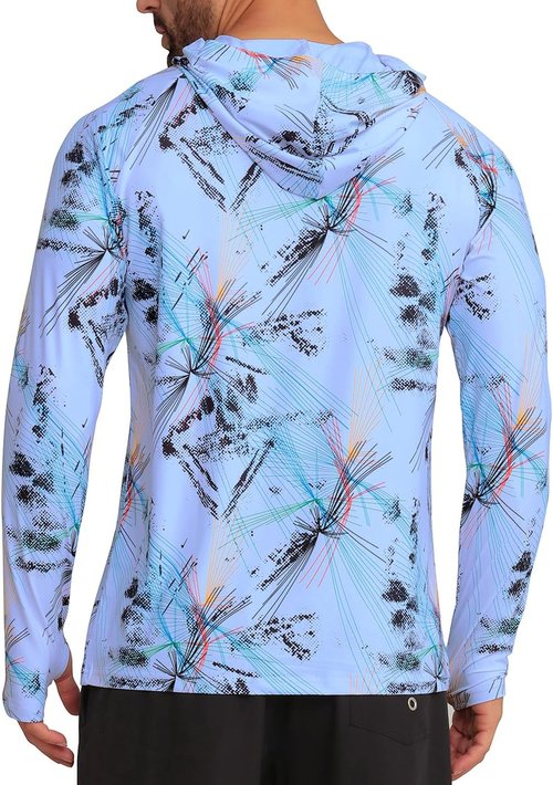 iCKER Men's UPF 50+ Sun Protection Hoodie - Long Sleeve Rash Guard for Fishing & Outdoor Activities