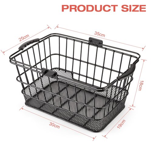 CXWXC Front Bike Basket with Handle– Detachable Bicycle Basket for Groceries, Commuting, Shopping – Heavy Duty Wire Basket with Mounting Kit for Beach Cruiser City Commuter