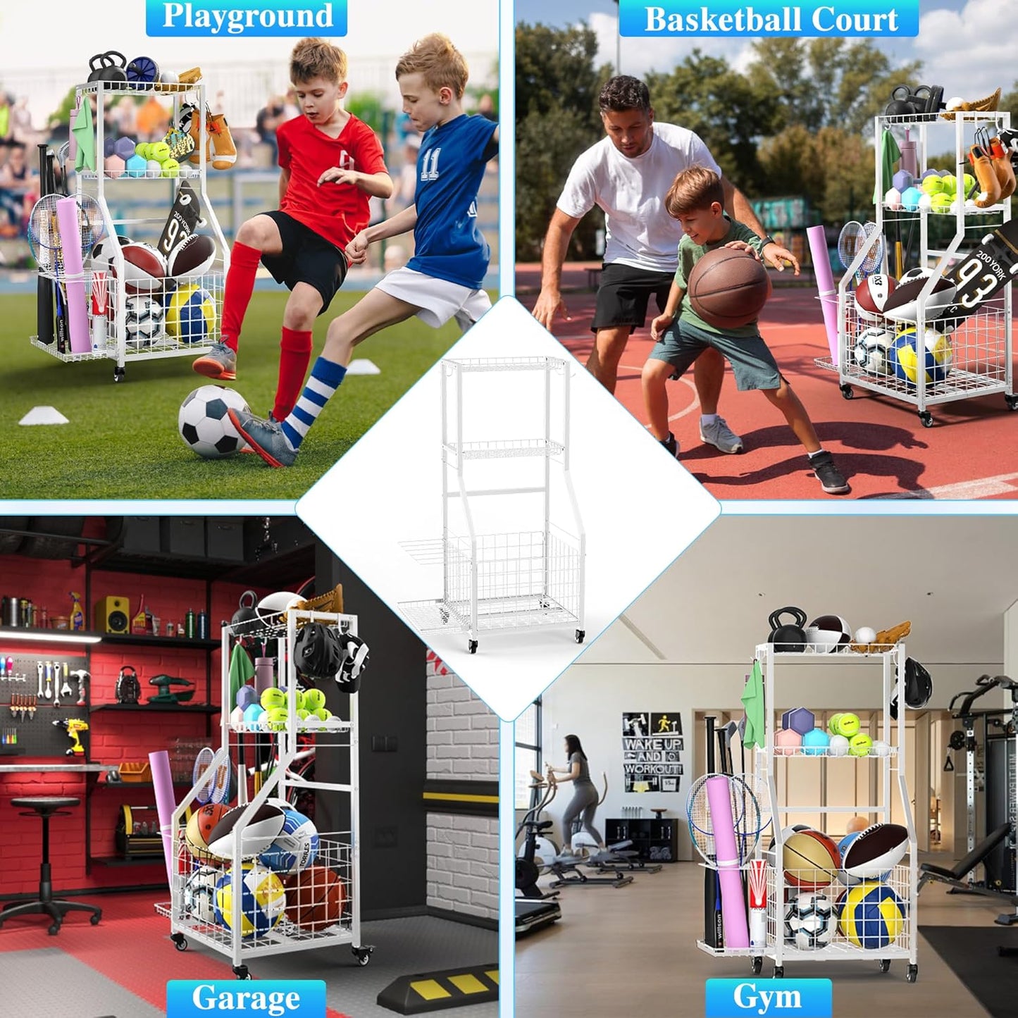 Skiennix Sports Equipment Garage Organizer - Maximize Space with Durable Design | Ideal for All Gear