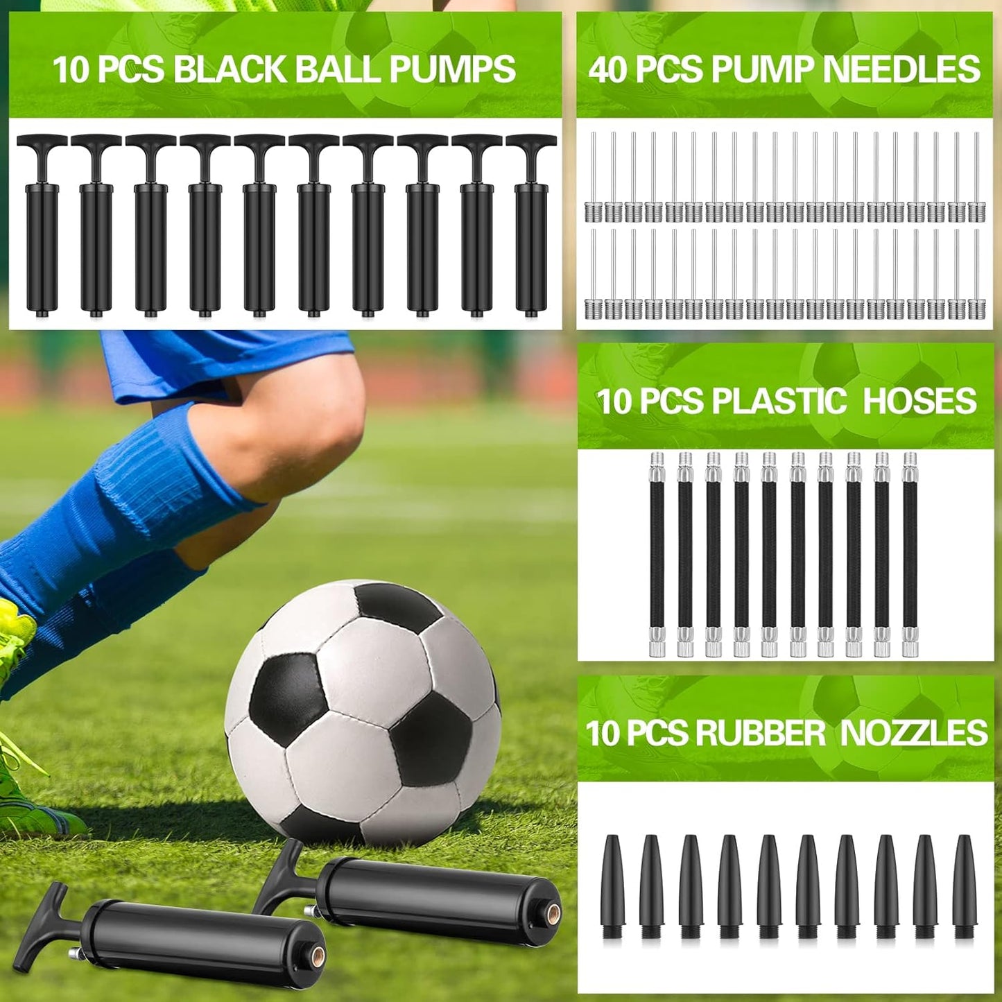 Reginary Ball Pump Set - 10 Pcs with Needle & Extension Hose for Basketball, Football, Soccer, Volleyball