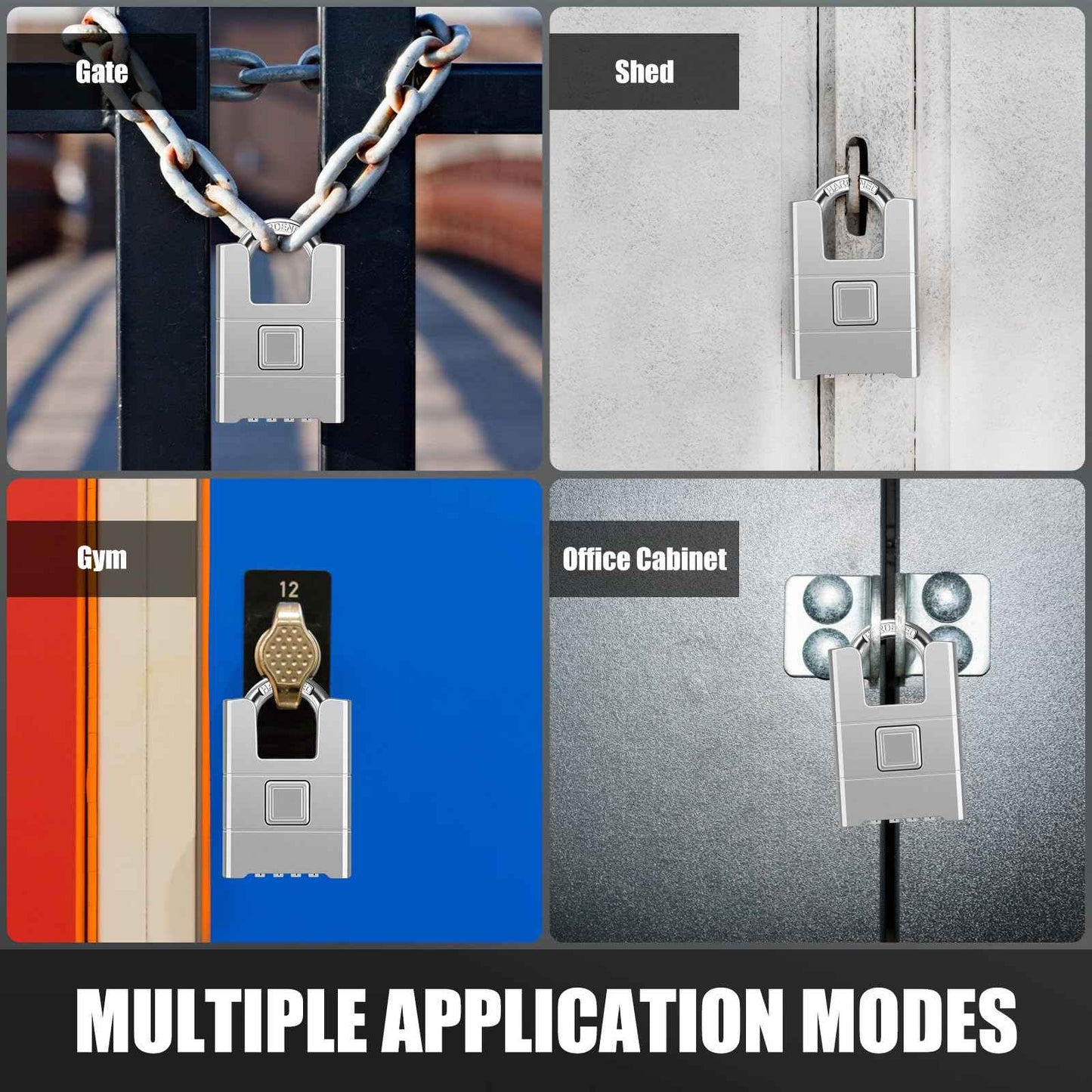 Heavy Duty Combination Padlock, Diyife Large Outdoor Padlock [Wrapped Beam] High Security, One-Touch Unlocking, Design of Hidden Password Suitable for Locker, Home, School, Garage, Gate (Silver)