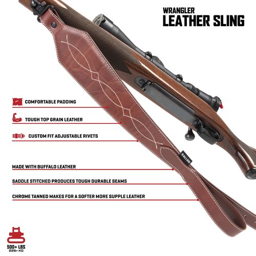 Allen Company Heritage Western Scallop Leather Rifle Sling, Brown