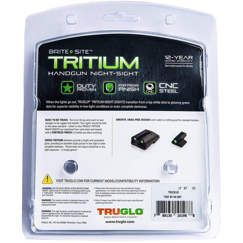 TruGlo Glow in the Dark Pistol Sight, Springfield