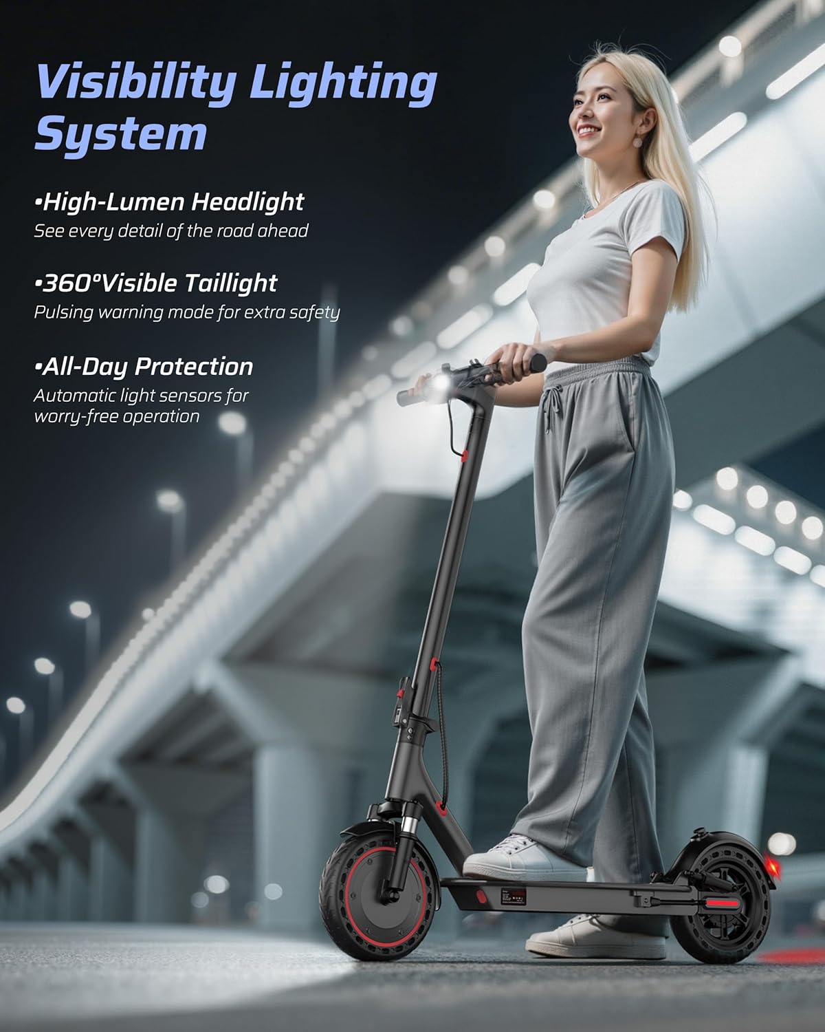 Qlaway Electric Scooter - Powerful 350W/500W Motor, 16-22 Miles Range, Dual Braking & Suspension | Portable Folding Design