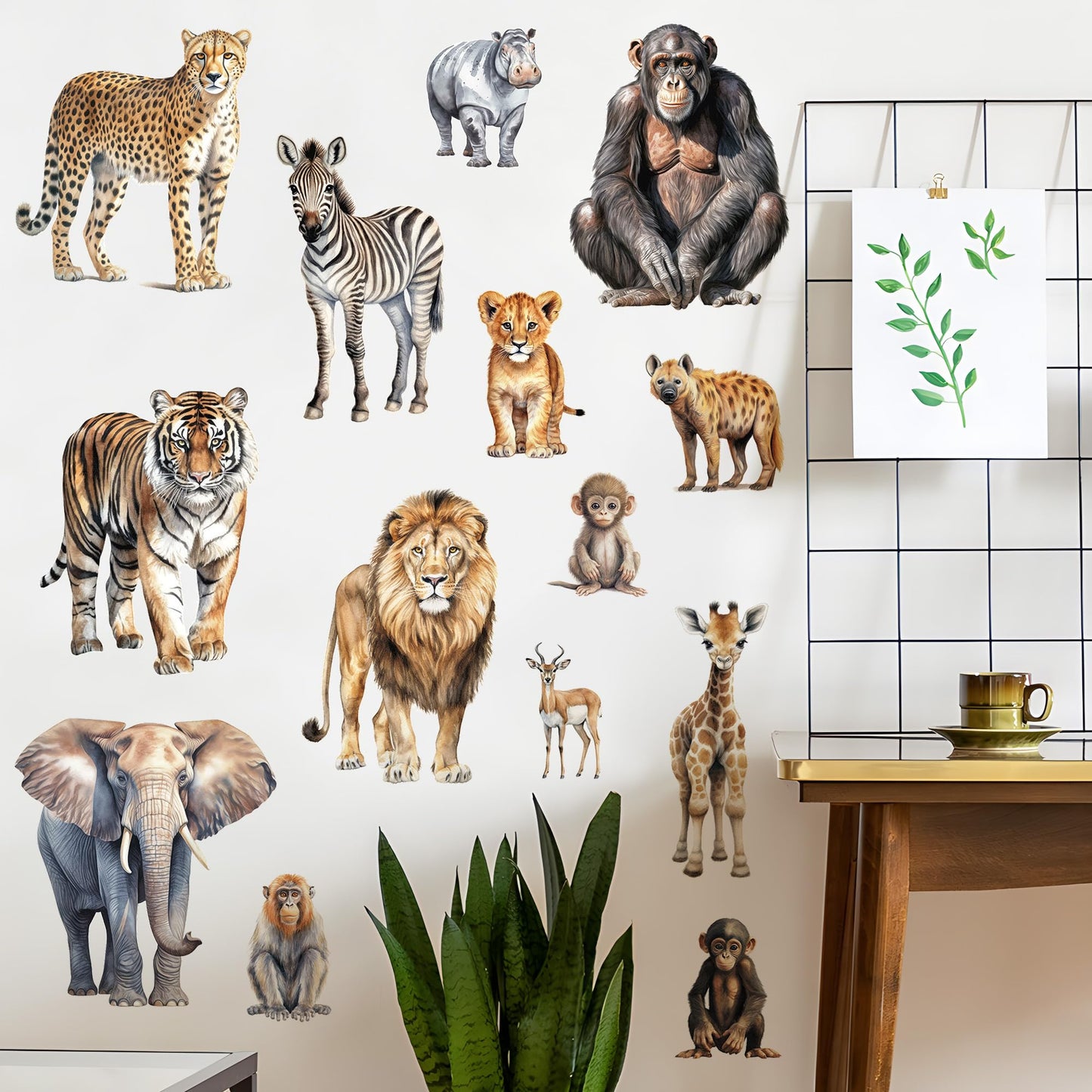 AM AMAONM Removable 3D Nature Jungle Wild Animals Wall Stickers DIY Peel and Stick Safari Tiger Lion Elephant Wall Decals Aniaml Wall art Decor for Kids Baby Bedroom Nursery Living Room (Anaiml Party)