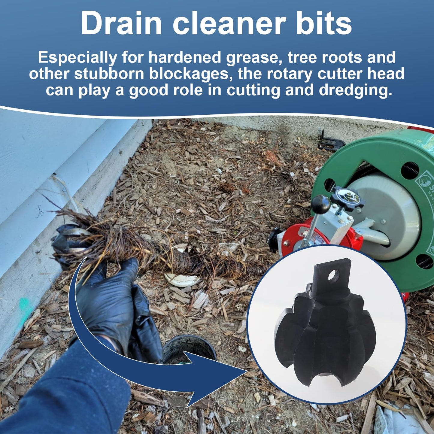 Aulpq Drain Cleaner Cutter Heads (2-1/2CG) F/5/8& 3/4" Cables, Clog Chopper Multi Function Cuttin Tool, Black