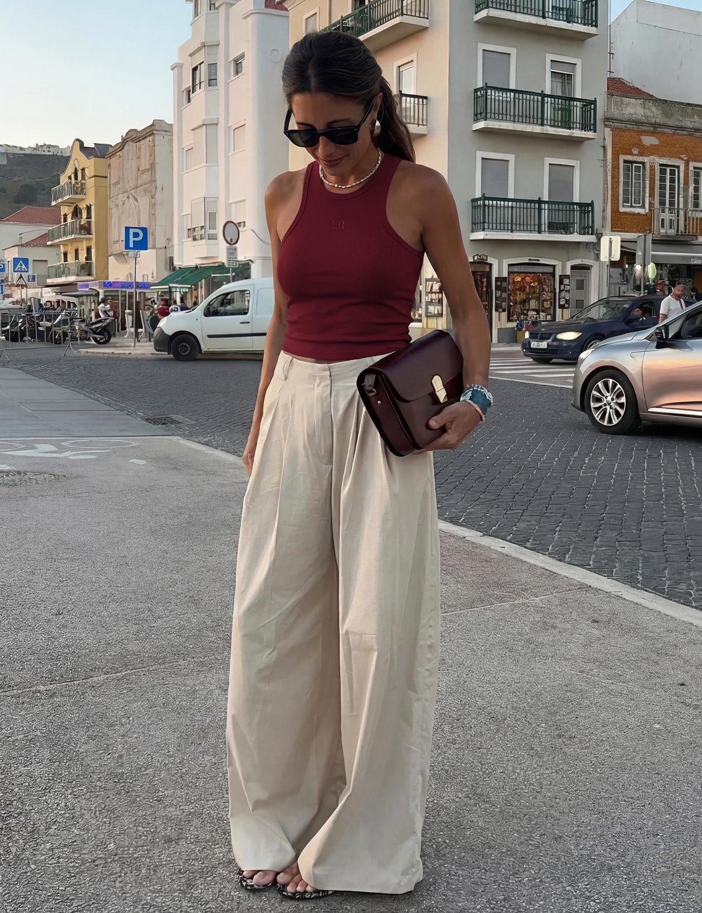 LouKeith Womens Cropped Tank Tops Racerback High Neck Ribbed Cotton Fitted Sleeveless Crop Tank Basic Top Burgundy M
