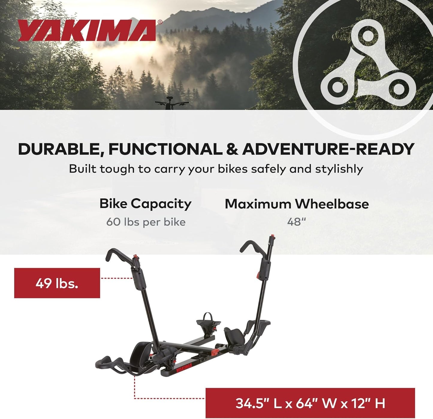 YAKIMA HoldUp Hitch Mount Bike Rack - Durable Design for 2 Bikes | Easy Installation & Secure Fit