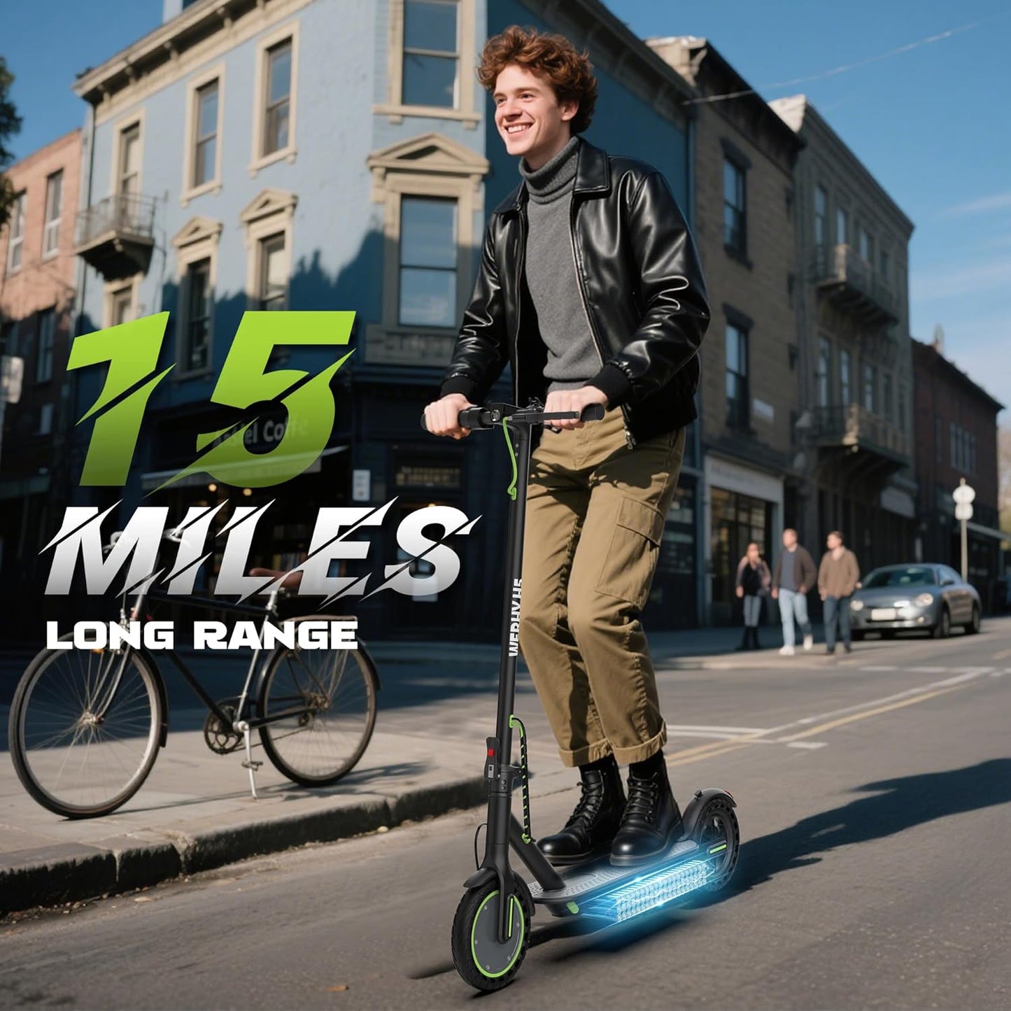 WERHY Electric Scooter - 350W/500W Motor, 19/22 MPH Speed, 15-28 Miles Range | Lightweight & Foldable