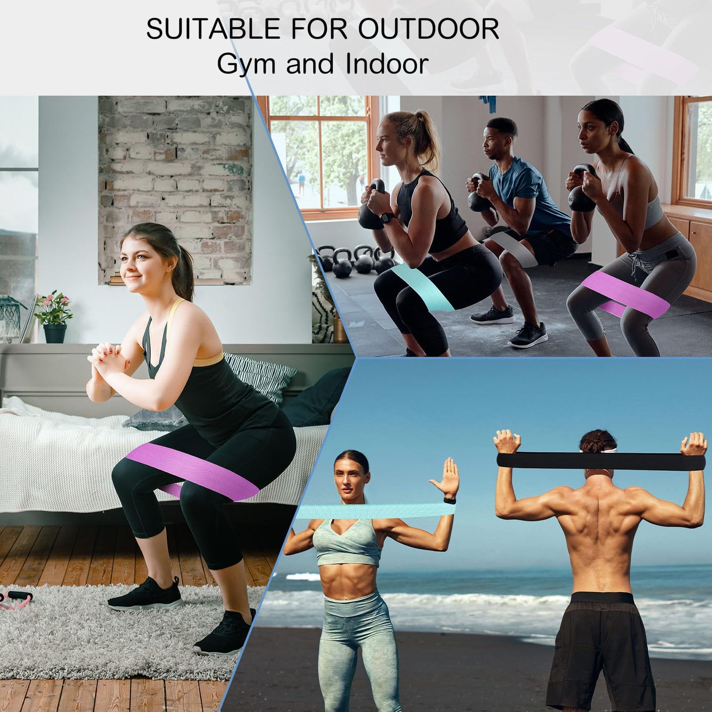 Shappy 20 Pcs Fabric Resistance Bands for Working Out Women Men 5 Levels Non Slip Stretch Workout Bands for Hip Thigh Booty Elastic Exercise Bands for Leg Pilates Squat Yoga Pull Up Workout