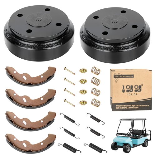 10L0L Golf Cart Rear Brake Drum Repair Kit for Club Car DS 1995-Up and Precedent 2004-Up, Golf Cart Brake Drums, Brake Pads and Brake Shoes Spring Kit, OEM 101791101, 10603, 1018232-01