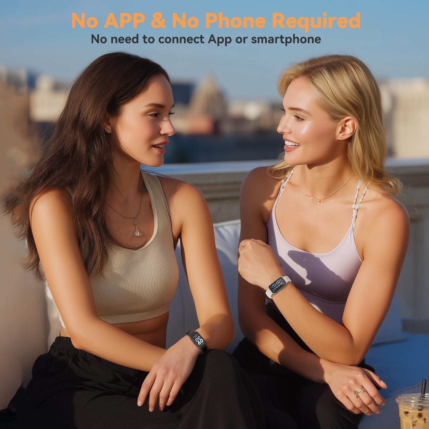 Long Battery Pedometer Watch 14 Days Battery Life, Slim Design No App/Phone Required Fitness Tracker, 50 Meters Waterproof Smart Watch, Heart Rate & Blood Oxygen Monitor Step Counter for Men Women