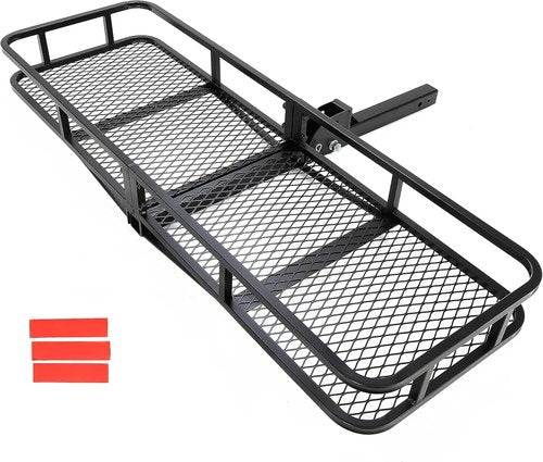 KUAFU Folding Hitch Mount Cargo Carrier - 60"x19.5"x5.5" Rear Luggage Basket for SUVs, Trucks & Vans | 550LBS Capacity