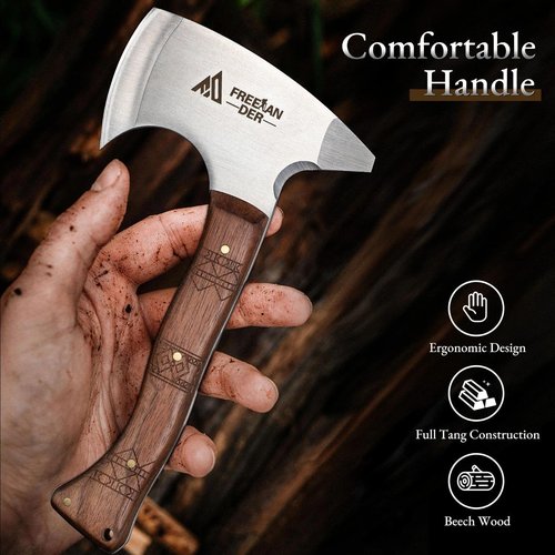 Freelander 7.9'' Throwing Axe Set with Leather Sheath, 3 Pack High Carbon Stainless Steel Small Throwing Axes Hatchet for Adults, Men & Women, Ergonomic Wood Handle for Competition and Recreation