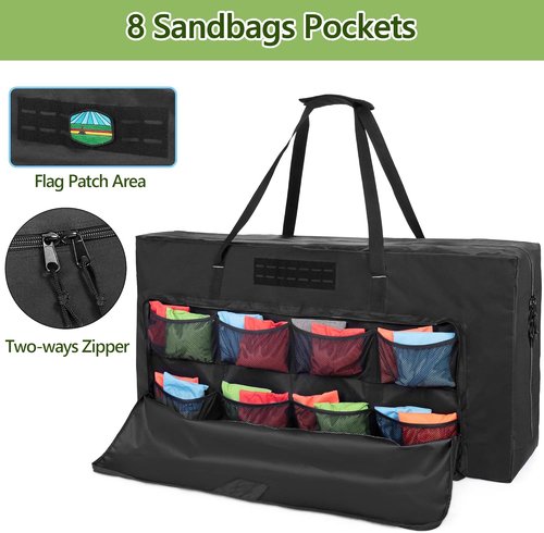 GOBUROS Cornhole Carrying Case - Fits Regulation Size Boards | Padded Shoulder Strap & Sandbag Pockets