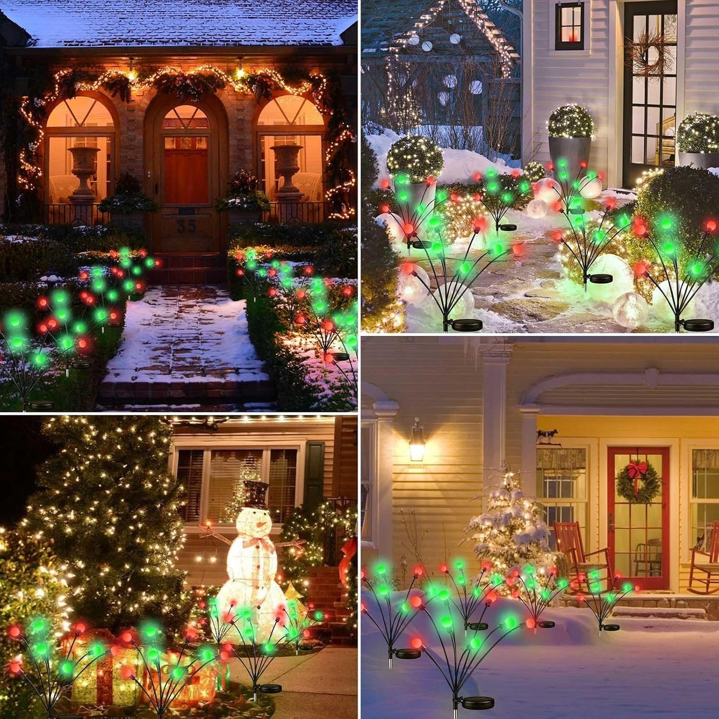 48 LED Solar Halloween Lights - 6 Pack Purple & Orange Waterproof Firefly Lights for Garden & Patio Decor