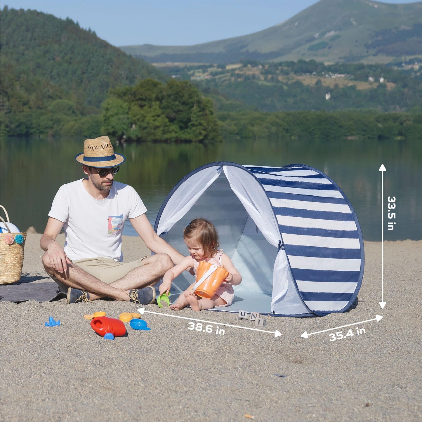 Babymoov Baby Anti UV Tent, Sun Protection UPF 50+, Pop Up Play Tent and Sun Shade, Marine (Summer 2025 Edition)