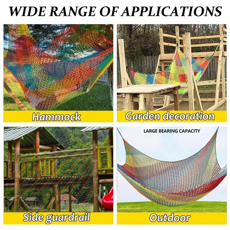 PSYCHEJOYS Climbing Cargo Net, Double Layers Playground Safety Net, Rope Bridge Nets, Small Aperture Hammock Net, for Treehouse,Obstacle Training,Back Yard(Size:1x3m)