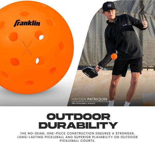 Franklin Sports X-40 Outdoor Pickleballs - Official USA Pickleball Tour Regulation Size - Durable & High-Visibility