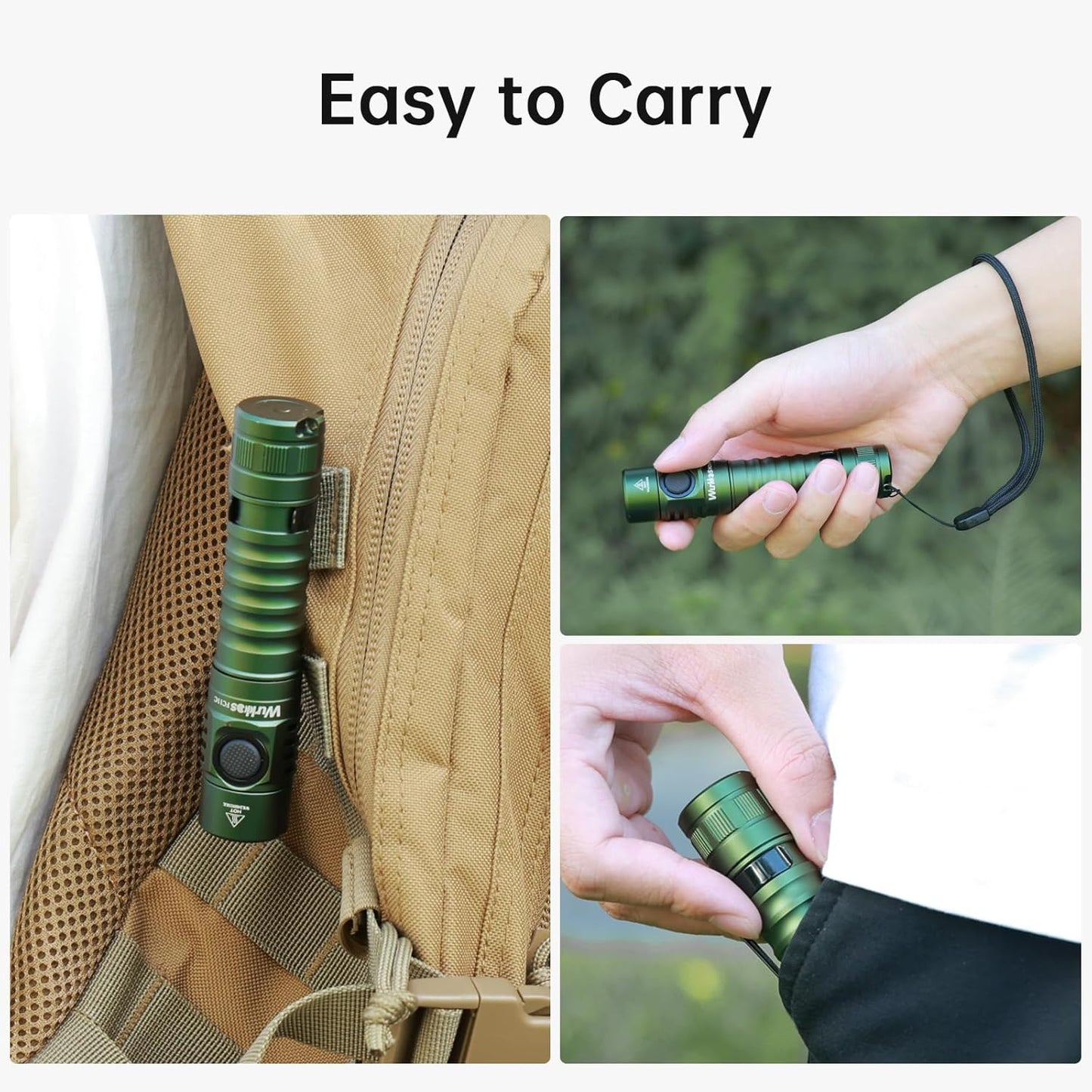 Wurkkos FC11C LED Flashlight - Rechargeable EDC Light with 1200 Lumen, IP68 Waterproof, 155M Beam - Green 5000K