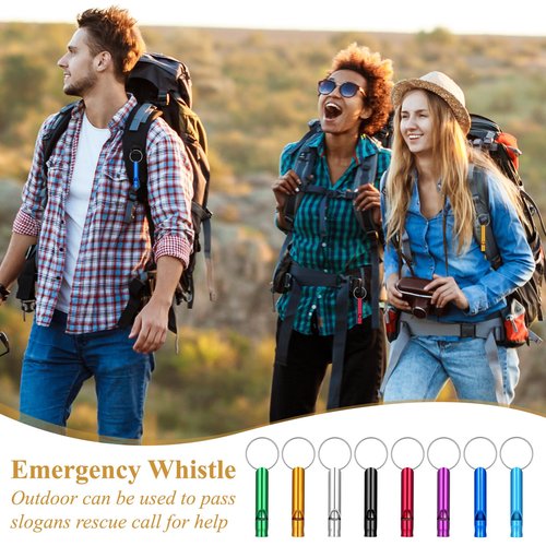 Aphumedc 200 Pcs Emergency Whistles with Keychains, Aluminum Extra Loud Survival Whistle, Bulk for Training Outdoor Sports Camping Hiking Boating Hunting, Multicolor