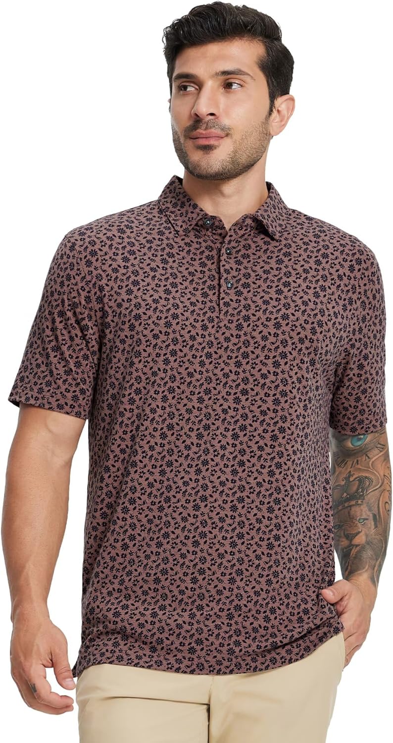 Skiennix Men's Golf Polo Shirt - Short Sleeve Moisture-Wicking Performance in Stylish Print