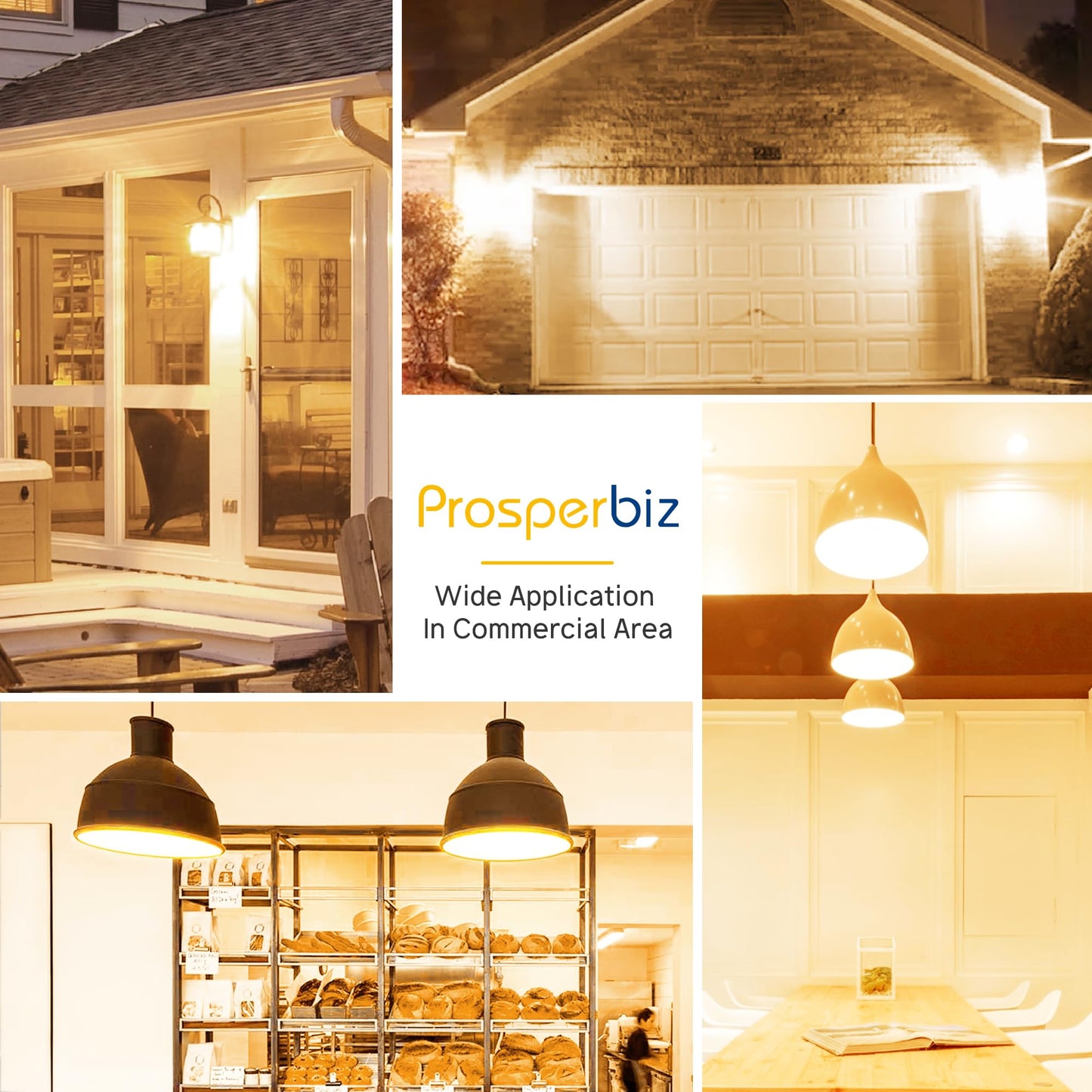 Prosperbiz 300W Equivalent LED Light Bulb, Super Bright 4060 Lumen Warm White 3000K, A23 E26 Medium Base 33 Watt LED Bulb for Garage Warehouse Workshop Backyard Patio Street Supermarket, 1-Pack