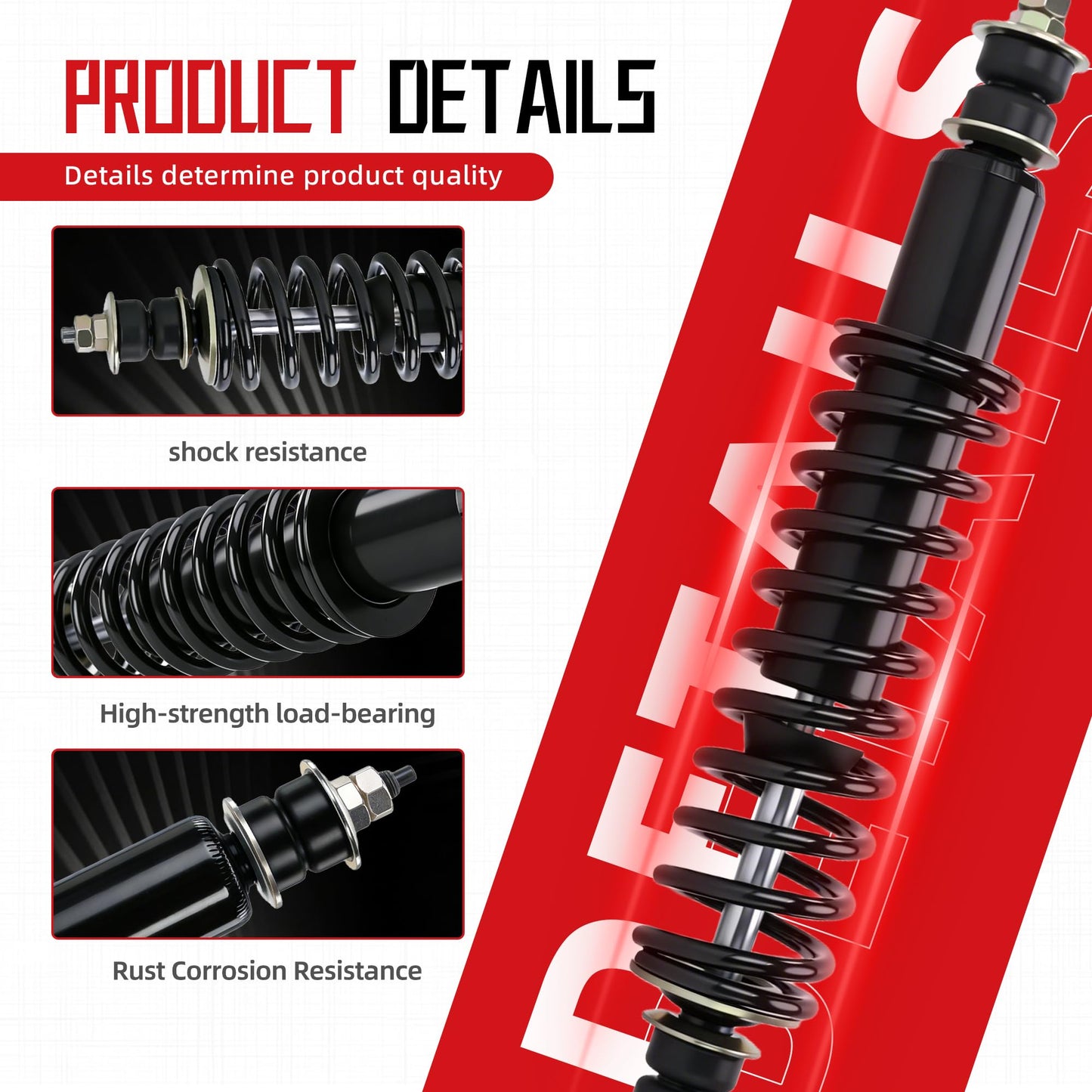 2 Packs Front and Rear Golf Cart Shock Absorbers Replacement for EZGO TXT/Medalist 1994-up Gas & Electric Models with Heavy Duty Coil Springs Replace OEM 70928-G01 76418-G01 70630-G01