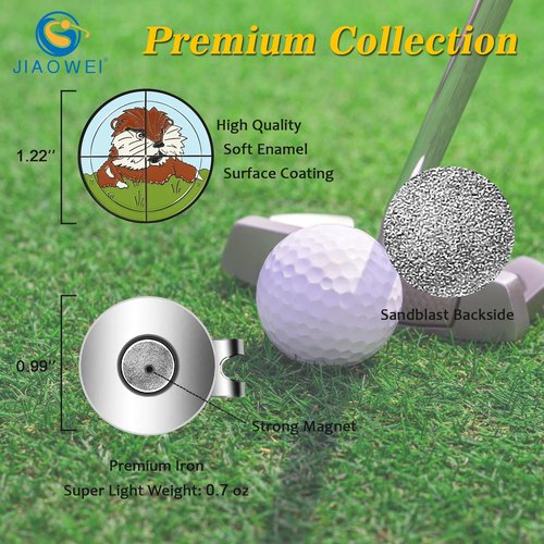 JIAOWEI Bushwood Enamel Golf Ball Marker with Magnetic Hat Clip - Funny Golf Accessories - Premium Gift for Golf Lovers - Gopher