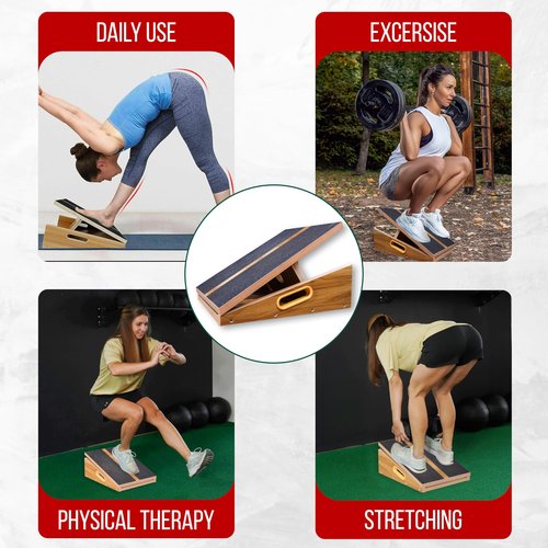 MAVIKS Professional Adjustable Calf Stretcher Slant Board for Squats for Ankle and Achilles Stretching, Posture Wooden Slant Board for Calf Stretching, Squat Wedge for Physical therapy & Exercise