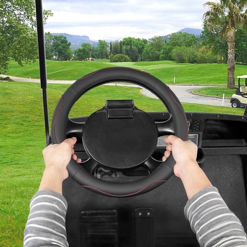10L0L 13 Inch Golf Cart Steering Wheel Covers for EZGO TXT&RXV, Upgraded Microfiber Anti-Slip Steering Wheel Cover with Pu Leather