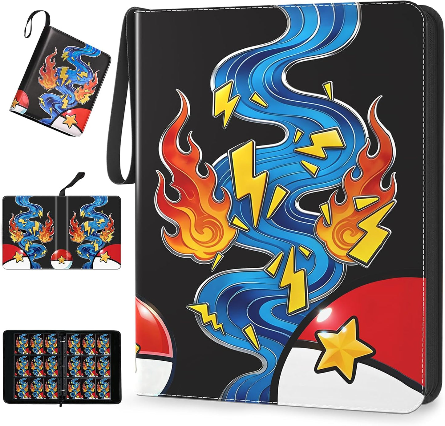 Skiennix Trading Card Binder - 900-Pocket Waterproof Holder with 50 Removable Sleeves | Aqua Breath