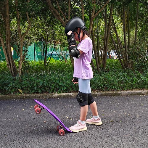 JBM Adult/Youth Knee Pads Elbow Pads and Wrist Guards Full Protective Gear for Skateboarding Skate Inline Riding Beginner Scooter Roller Skater (Black, Adult )