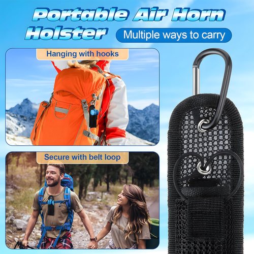 Bear Horn | 2 Pack 1.4Oz Air Horn Holder with Adjustable Elastic Cord - Portable Pouch for Hiking & Safety