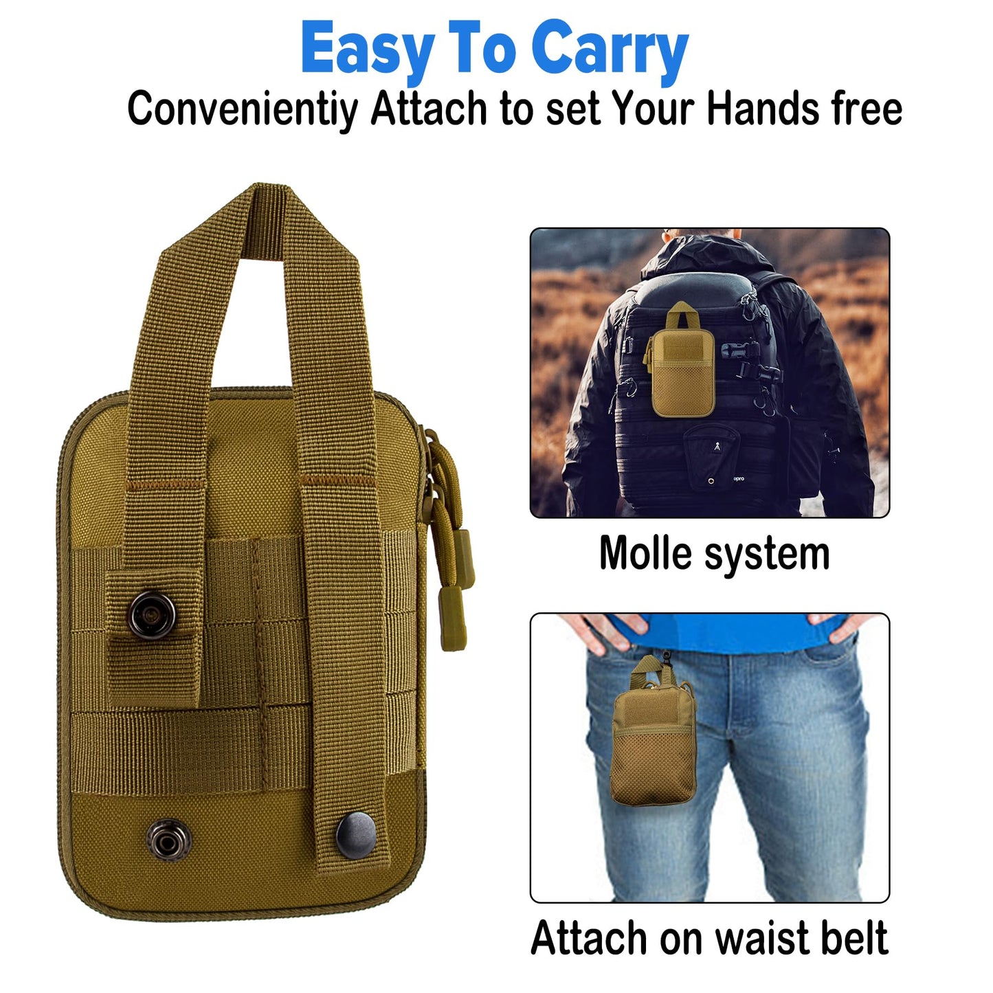 bvya Tactical Molle EDC Utility Tool Pouch Compact Pocket Organizer Pouch with Flag Patch