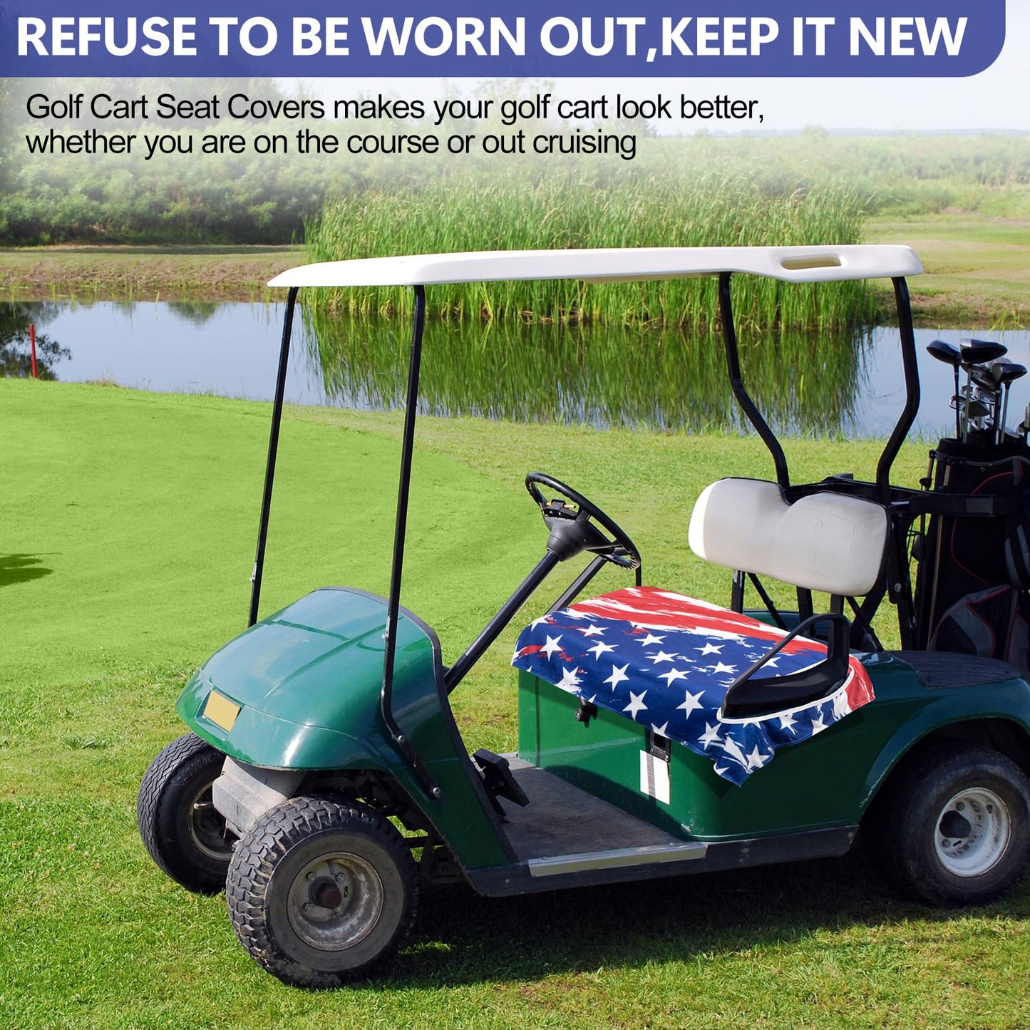 Airclub Golf Cart Seat Covers Suitable for EZGO, Club Car & More 2-Seat Carts, Golf Cart Seat Towel 100% Microfiber for Ultimate Comfort & Protection, Golf Cart Accessories 55'' x 32''