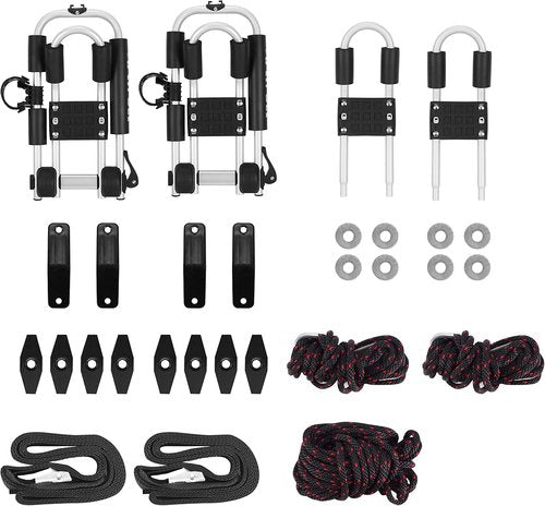 ARTIPOLY Kayak Roof Rack - 4-in-1 J-Bar for 2 Kayaks with Paddle Holder | Easy Mount for SUVs & Trucks
