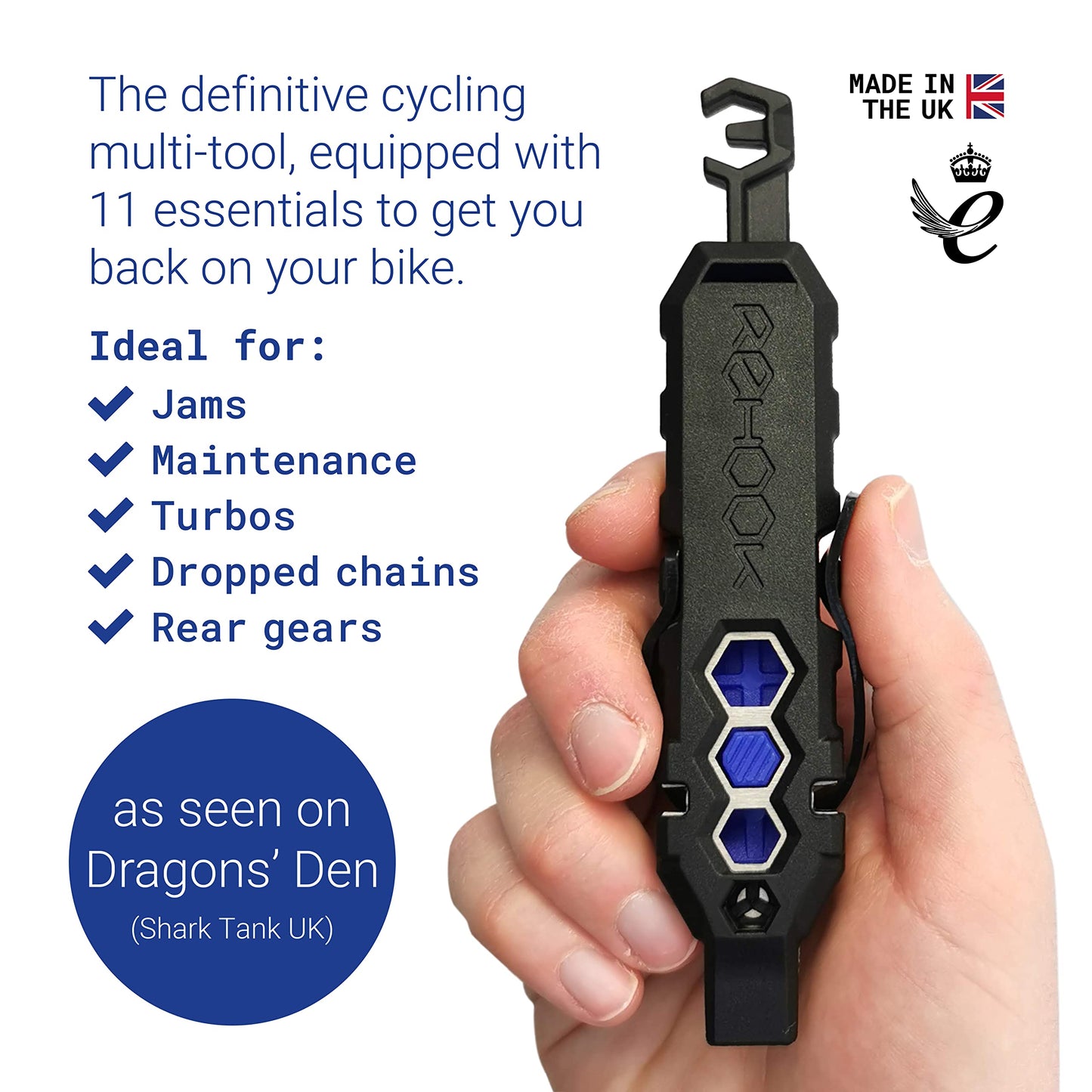 Rehook PLUS - Lightweight Bike Multi Tool for Cyclists. Includes Tyre Levers, Spoke Keys, Chain Tool, Wrench, Hex, Screwdriver