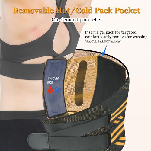 JIUFENTIAN Copper Back Brace for Lower Back Pain with Composite Support Technology for Herniated Disc, Sciatica & Recovery - AirFlow Knit 3.0 for Enhanced Durability and Breathability(Large)