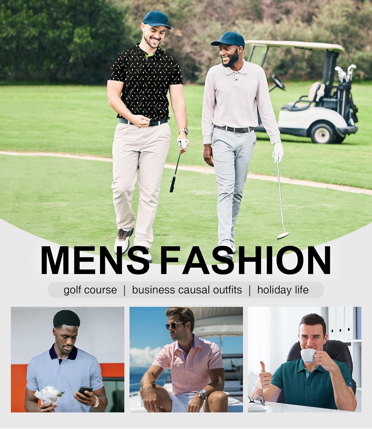 ZITY Men's Golf Polo Shirt - Short Sleeve Performance Moisture-Wicking Print | Casual & Golf Wear