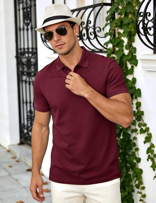 MAGCOMSEN Men's Polo Shirt - Short Sleeve Dry Fit Golf Polo with 3 Buttons | Casual Collared Design