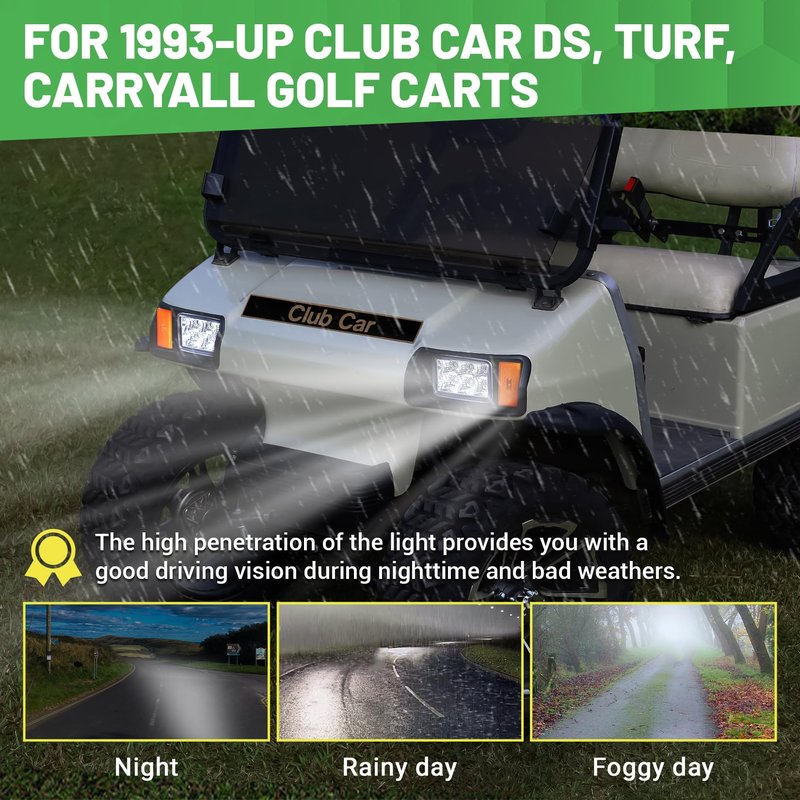 DRIVE UP Club Car DS Led Light Kit, Golf Cart Led Lights for Club Car DS 1993-Up Gas and Electric Golf Carts, Factory Style Headlight and Tail Light Assembly OEM 101988002 101988001