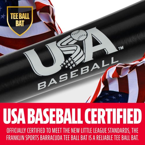 Franklin Sports Kids Teeball Bat - Venom & Barracuda Aluminum Composite - USA Baseball Certified - Youth Drop -10 to -13
