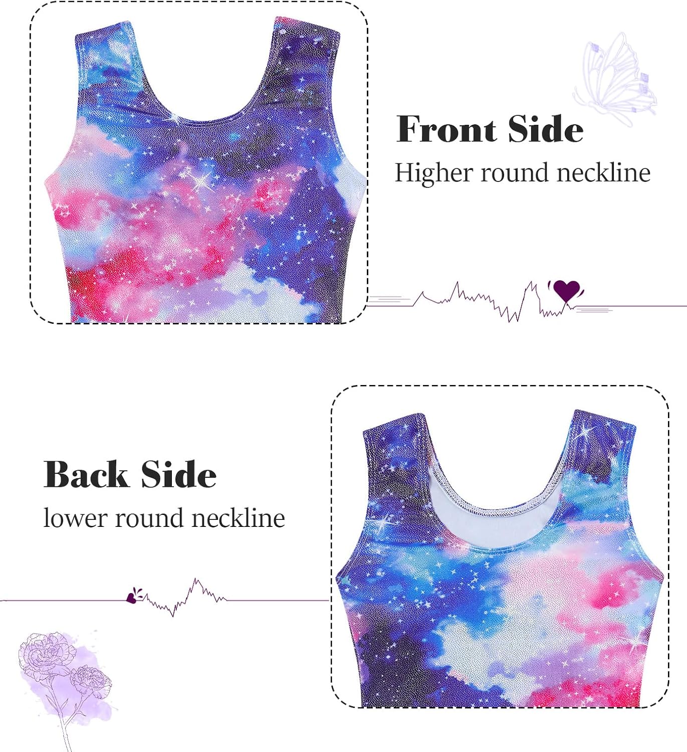 Vogseek Girl Gymnastic Leotards - Sparkle Dance Unitards with Hair Scrunchie | Sizes 4-12Y
