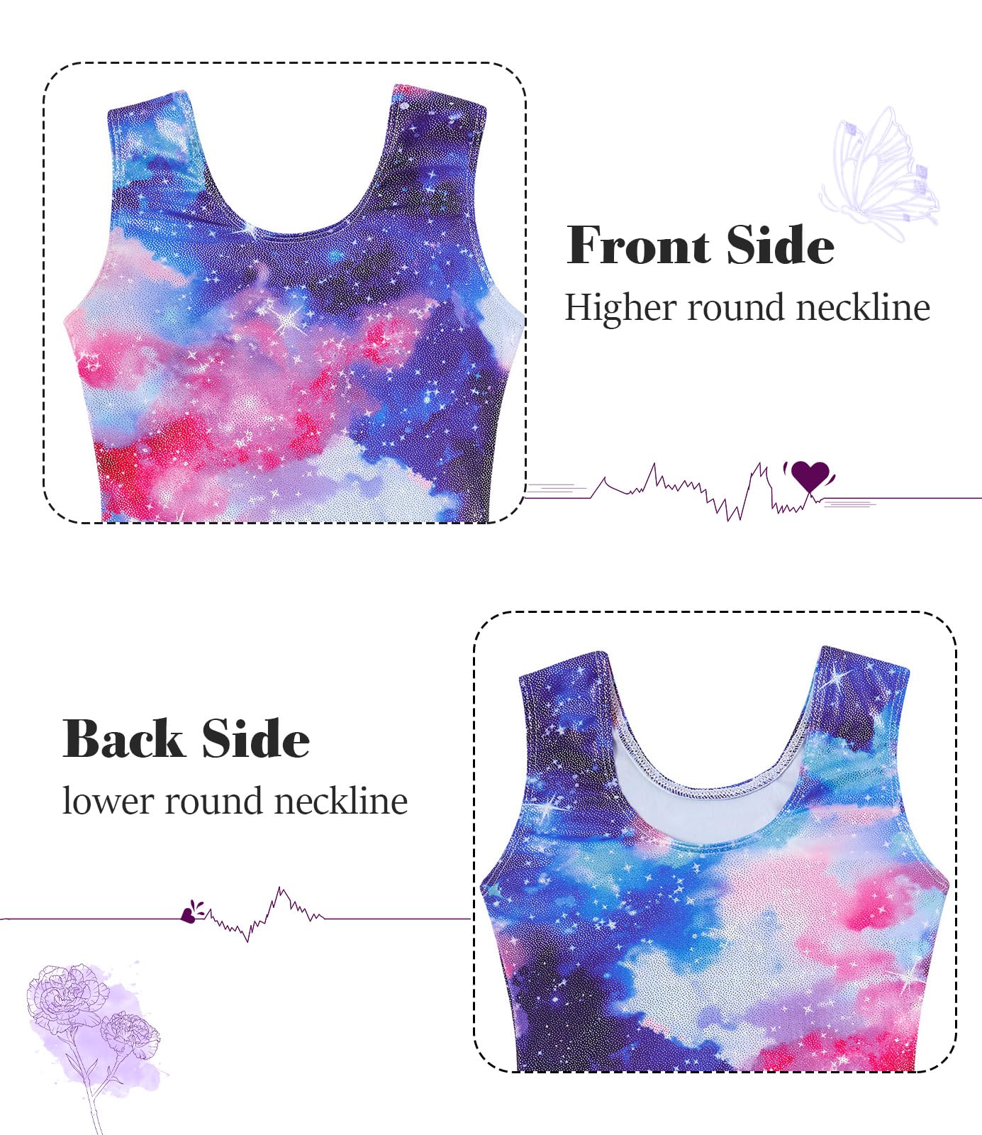 Vogseek Sparkly Gymnastics Leotards for Girls 5 6 Years Cute Galaxy Shiny Ballet Dance Unitards Biketards with Hair Scrunchie Kids Tumbling Shorts Activewear Clothes, Rainbow Stars
