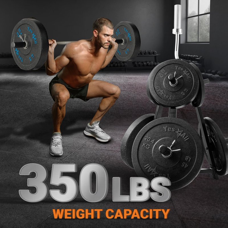 Yes4All Weight Rack, 1 & 2-Inch Plate Bumper Plate Rack, 350 lbs Capacity Barbell Weight Rack for Home Gym Training